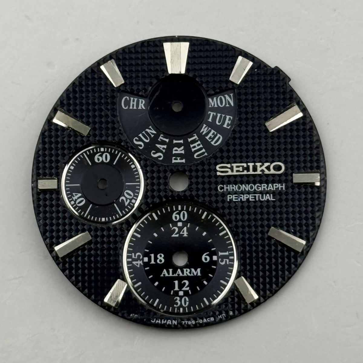 Seiko 7T65-0ACB Watch Dial Chronograph Perpetual Black Spare Parts Repair 28mm