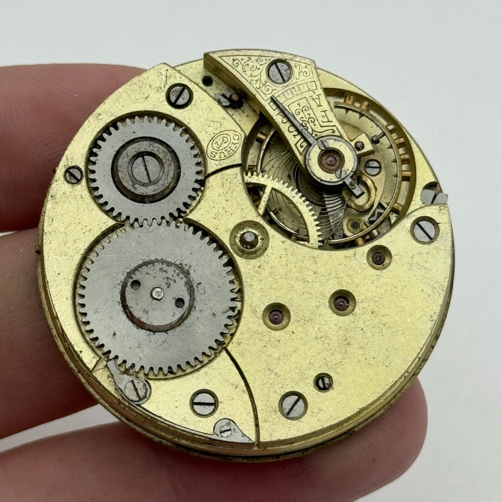 Open Face Cyrus GT Antique Pocket Watch Movement - For Parts / Repair - 40.9mm