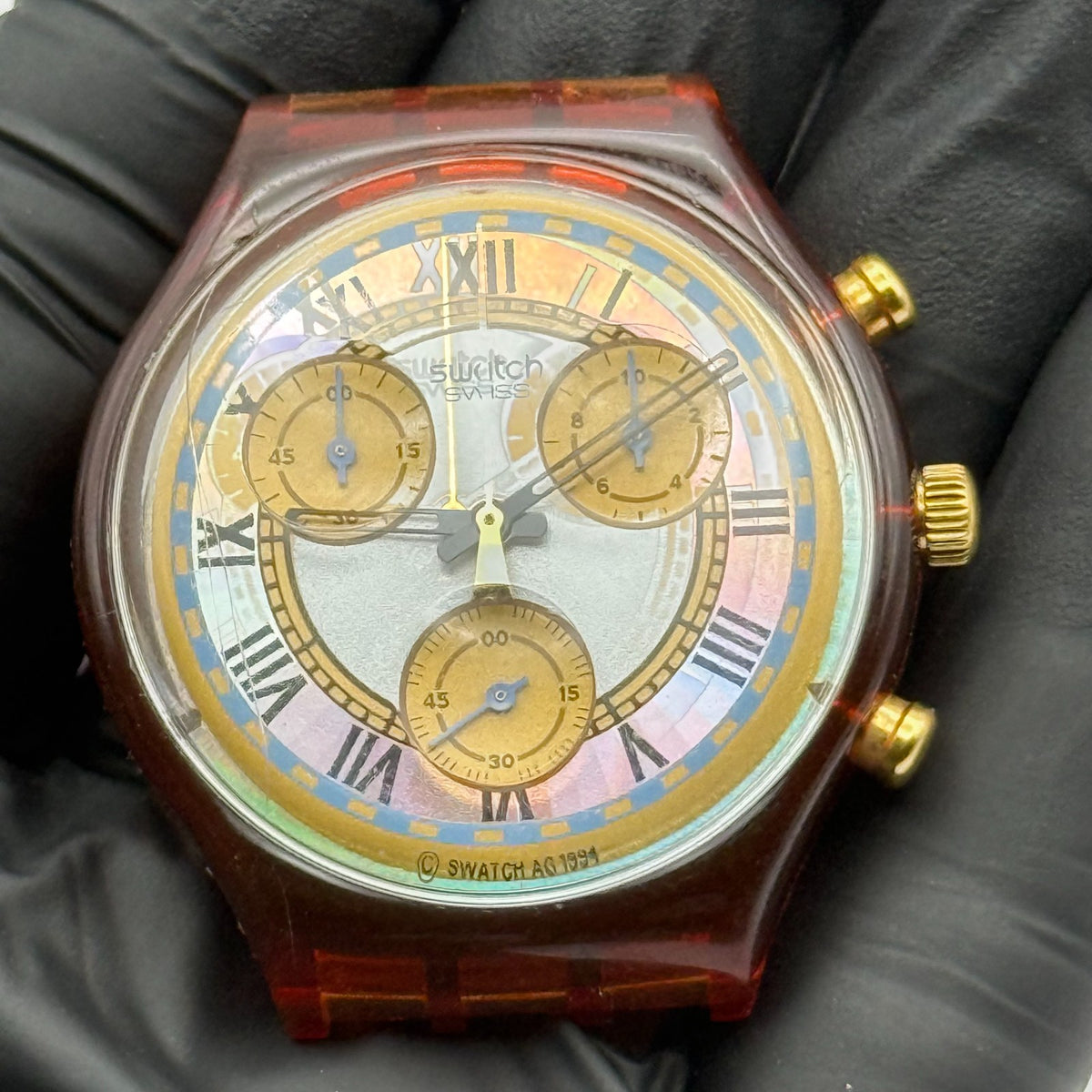 Vintage Swatch Chrono Watch SCF100 Romain 1994 ETA Quartz Swiss 40mm Parts 