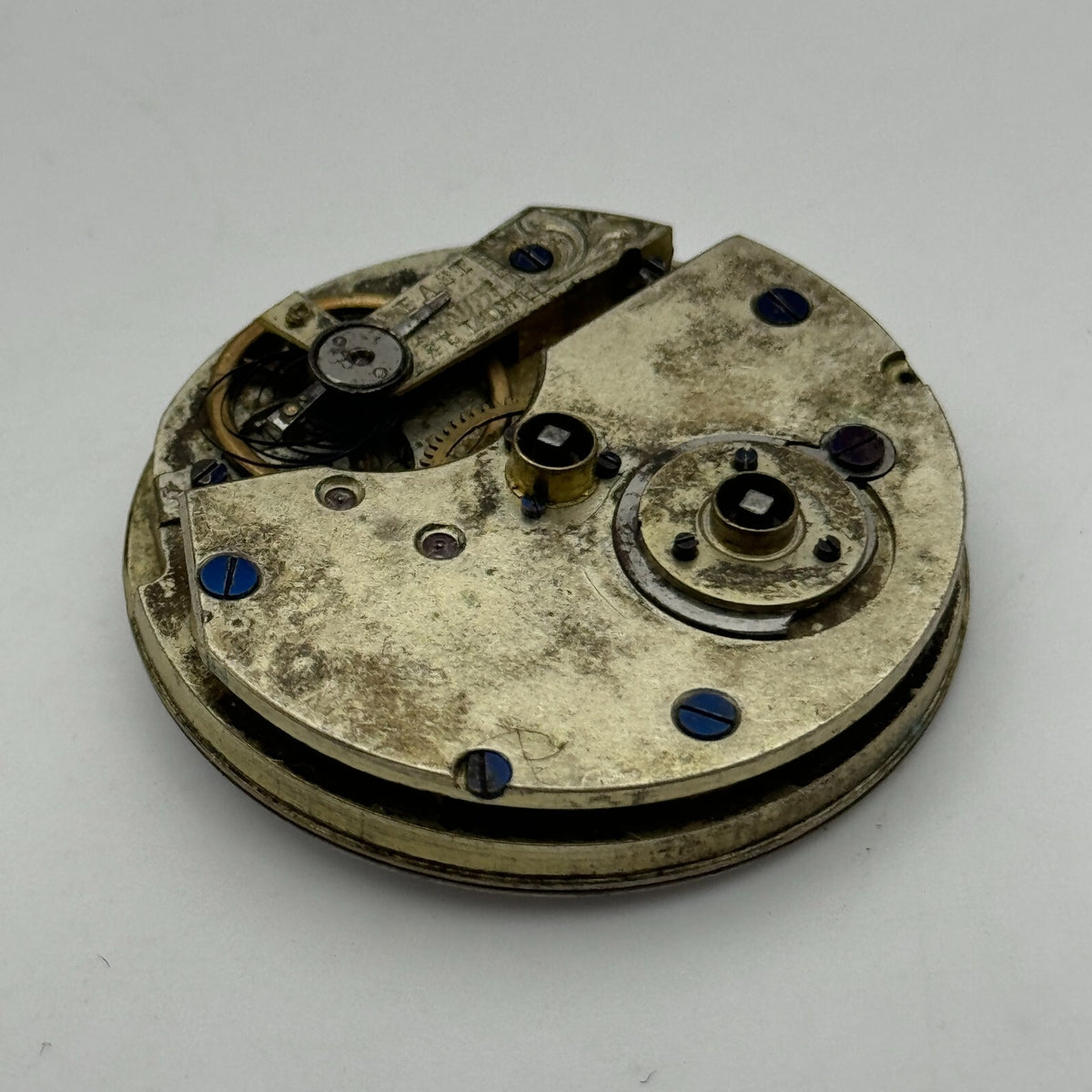 Antique Key Wound Pocket Watch Movement Dial Parts Repair Spares 38.6mm