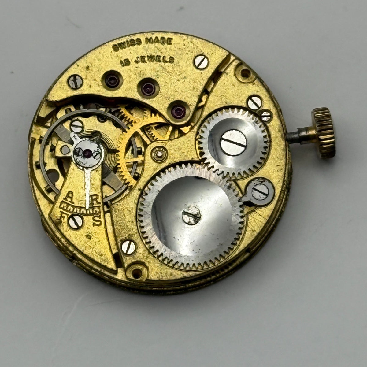 Unidentified Watch Movement Running 15 Jewels Swiss Manual Wind Parts 24.9mm