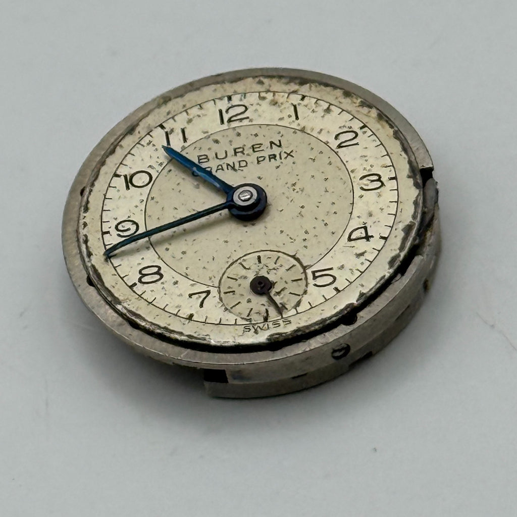 Buren 337 Watch Movement Buren Grand Prix 15 Jewels Swiss Parts Repair 19.3mm