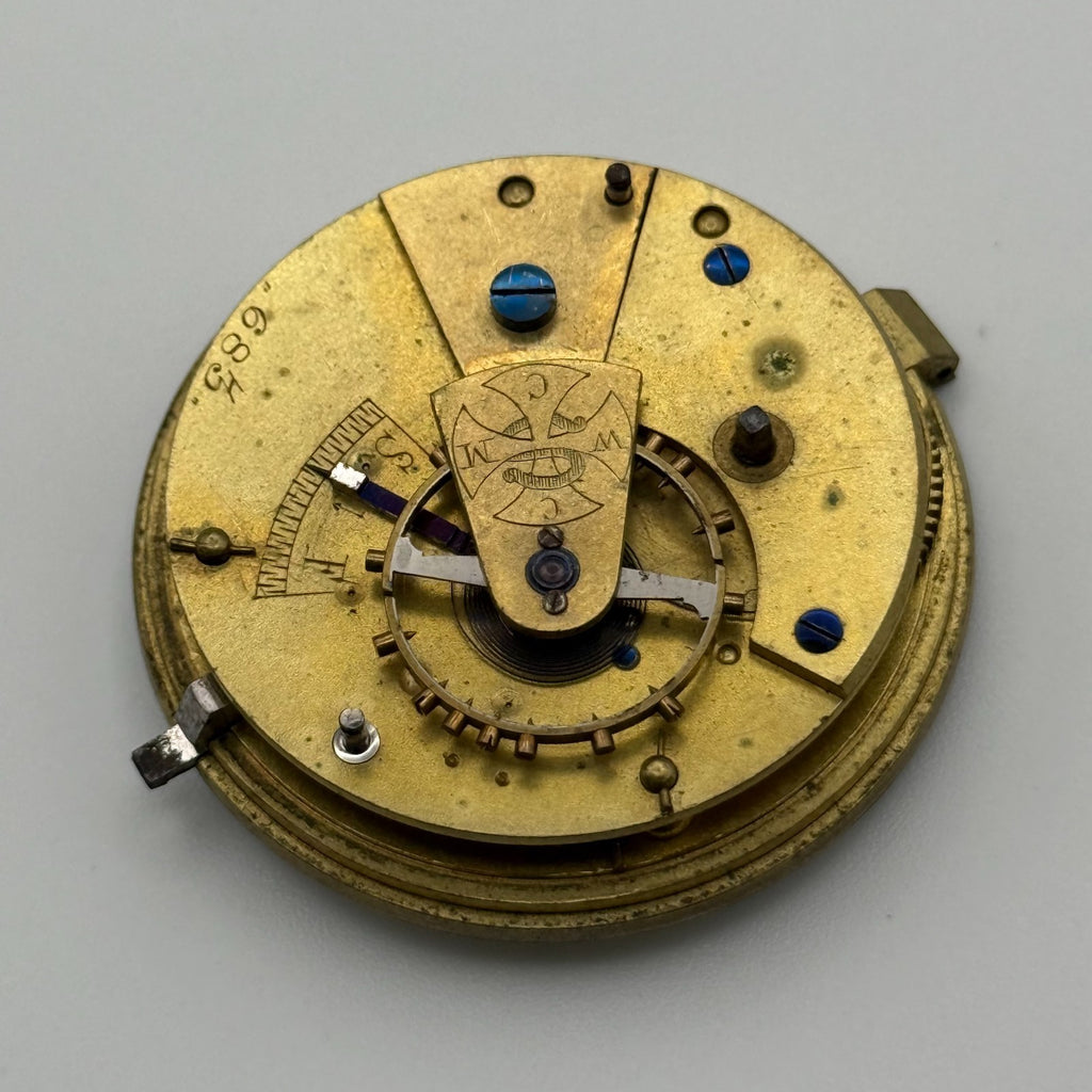 English Lever Pocket Watch Movement - CWMC Antique - For Parts / Repair - 42.9mm