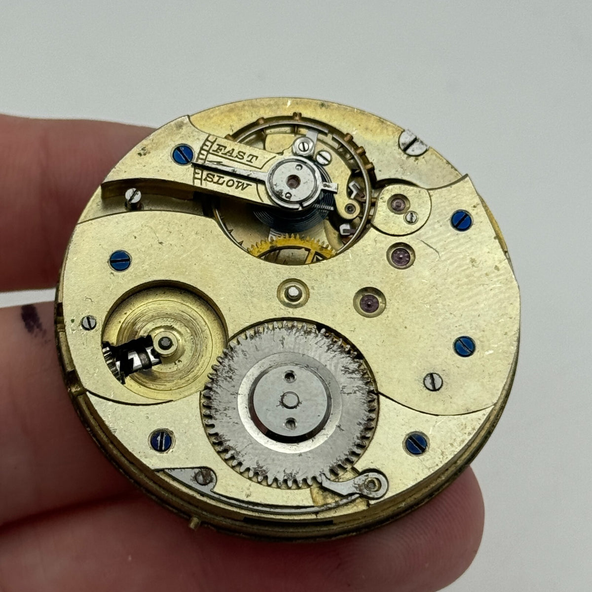 Open Face Unidentified Swiss Pocket Watch Movement Parts Repair Spares 43.2mm