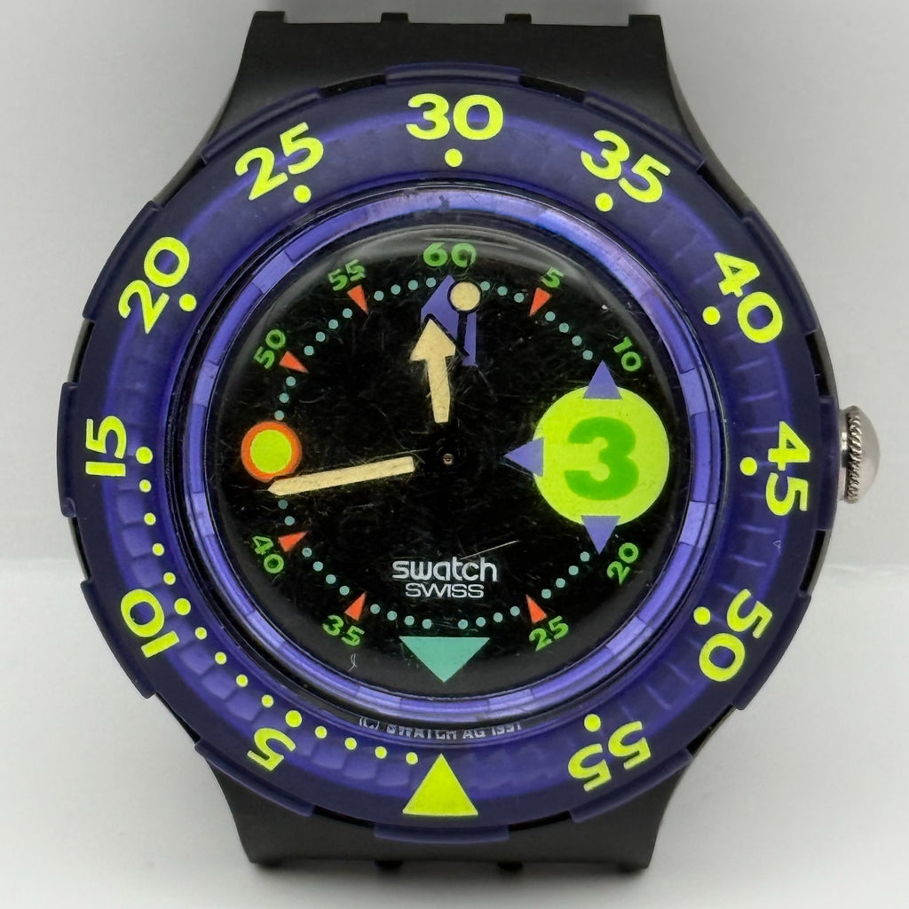 Vintage Swatch Scuba 200 Watch SDB101 Captain Nemo 1991 ETA Quartz 40mm Parts 