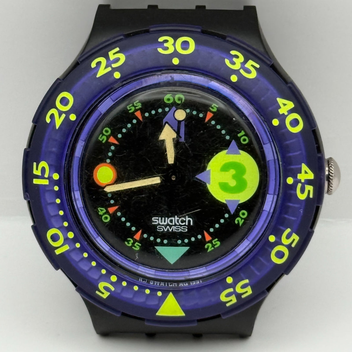 Vintage Swatch Scuba 200 Watch SDB101 Captain Nemo 1991 ETA Quartz 40mm Parts 