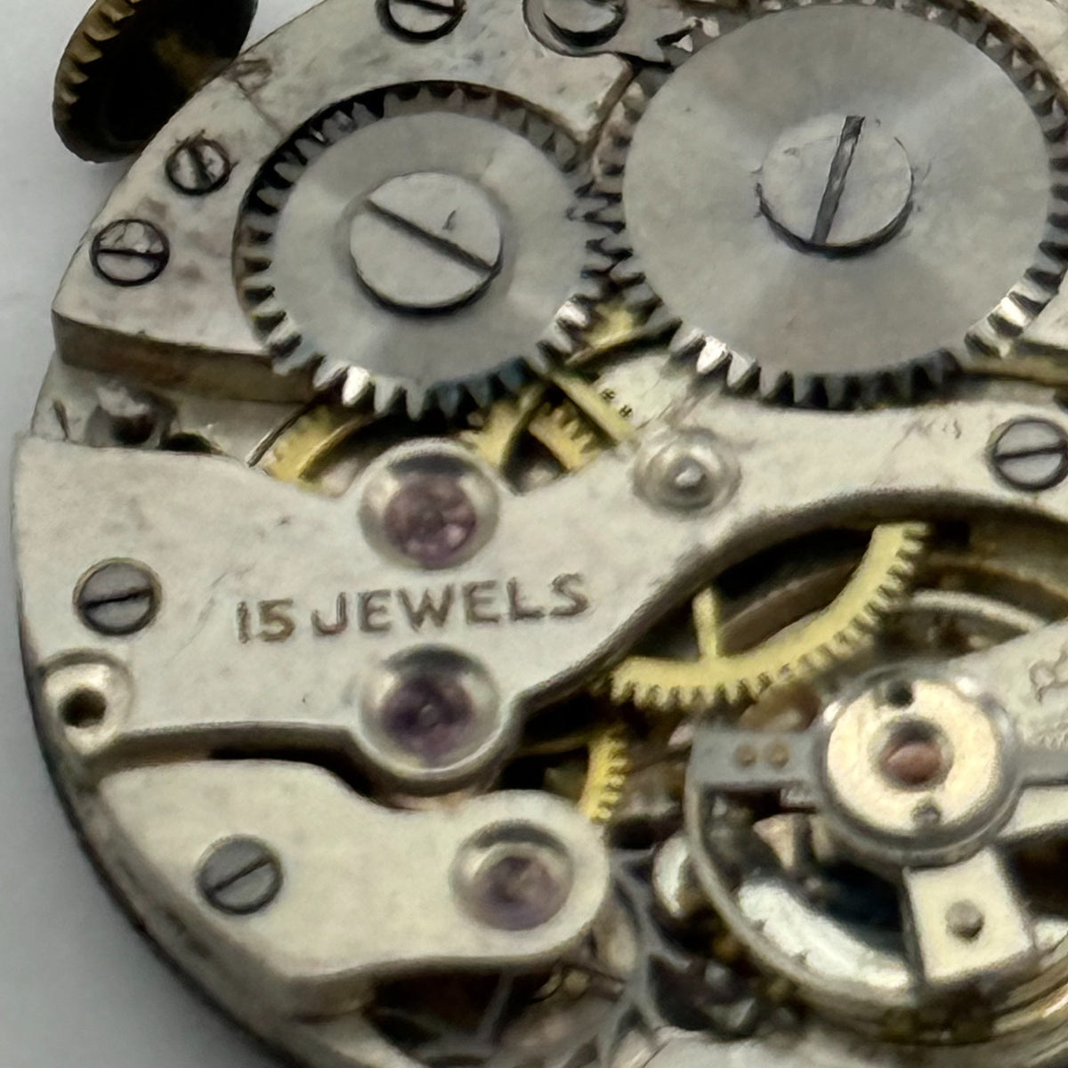 Unidentified Watch Movement 15 Jewels Swiss Manual Wind Parts Repair Spares 26mm