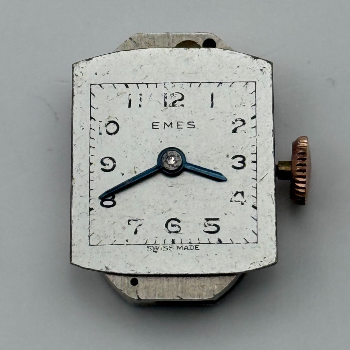 Unidentified Watch Movement Emes Cylinder Swiss Manual Wind Parts Repair 12.6mm