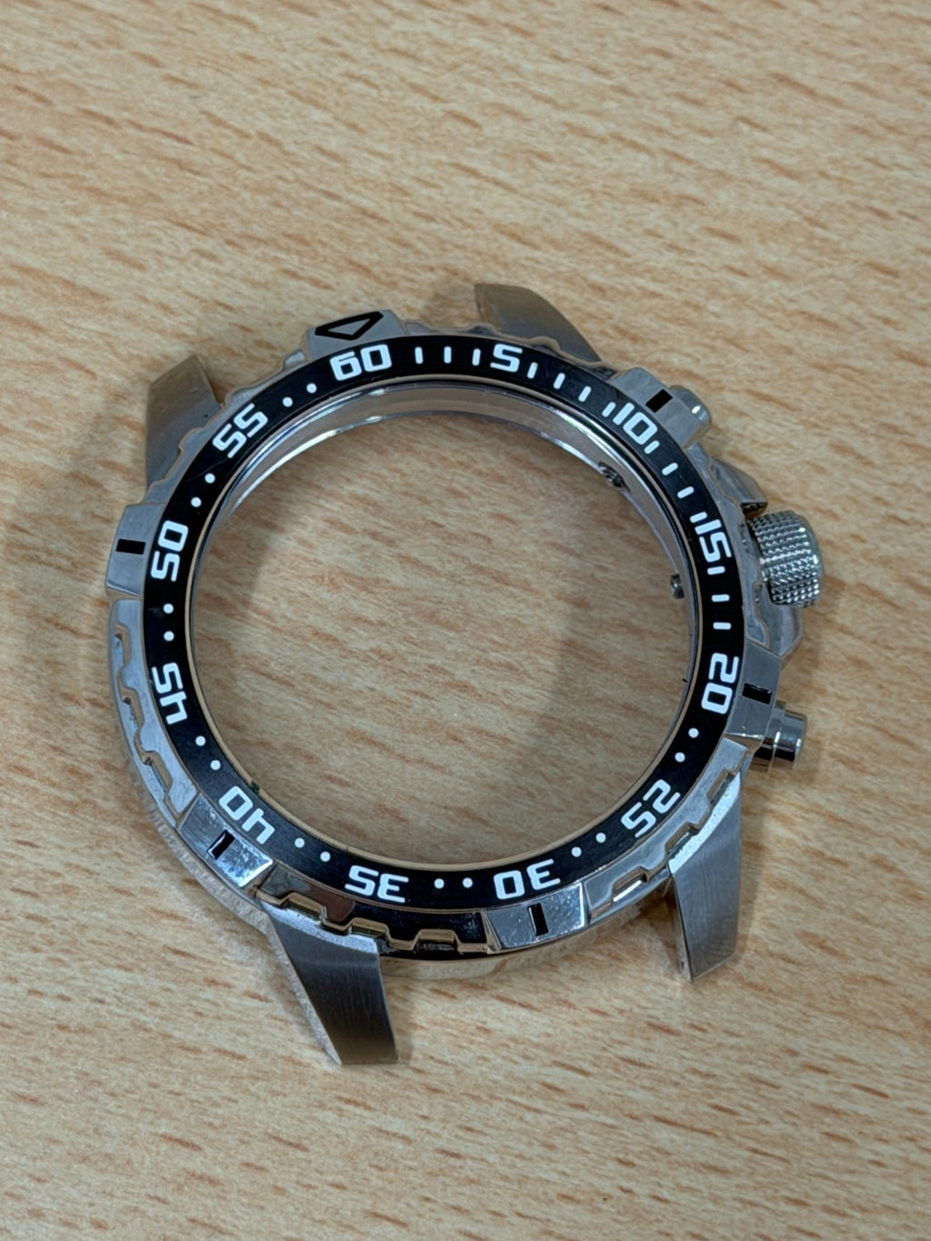Seiko Chronograph Watch Case - Black Bezel - New Old Stock - 49mm