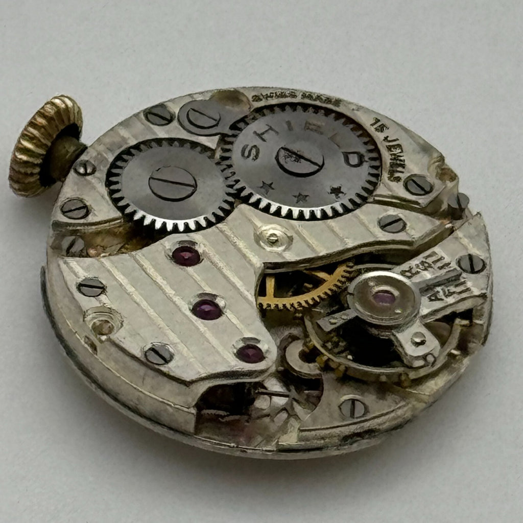 Shield Watch Movement - Nice Finish - For Parts / Repair - 19.6mm