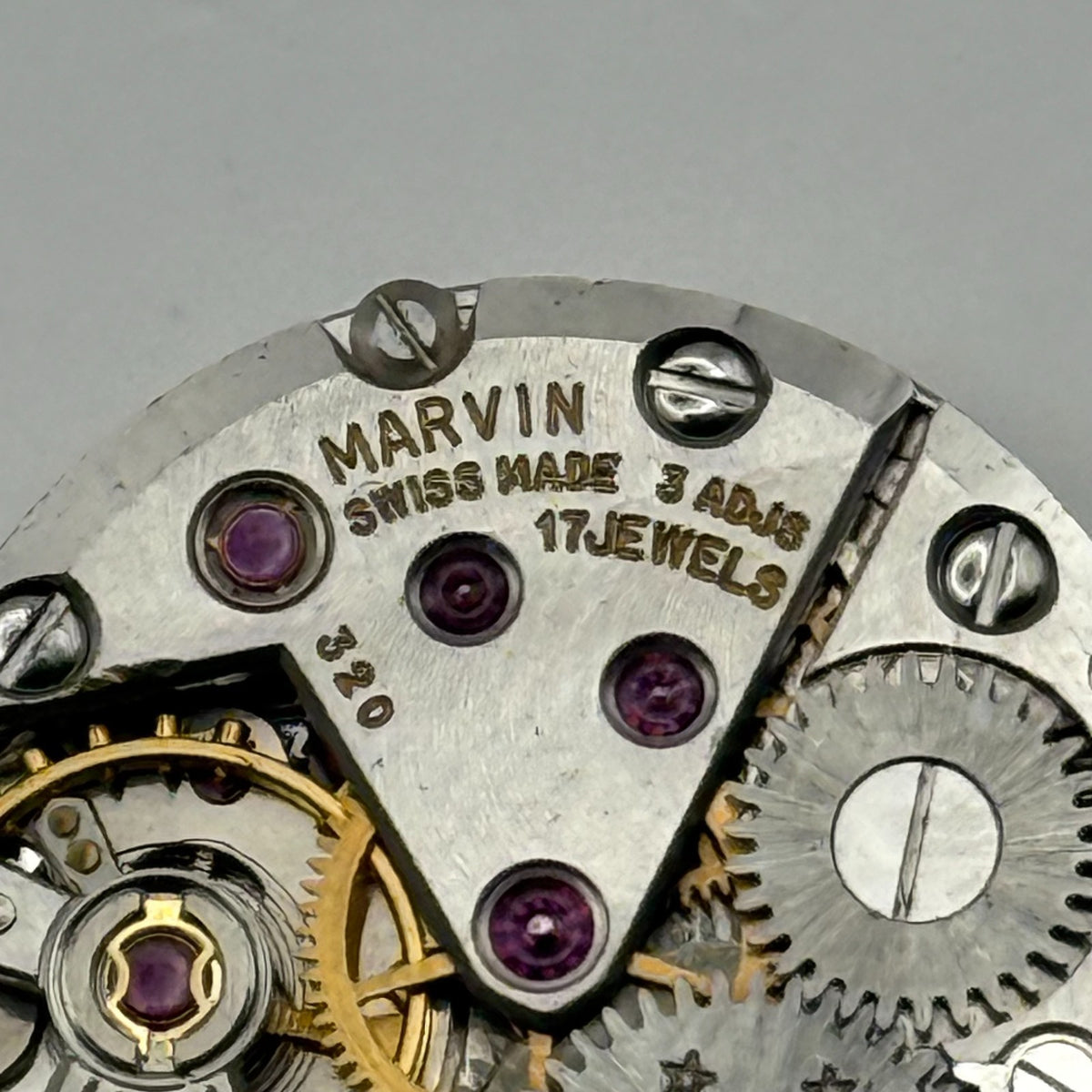 Marvin 320 Watch Movement 17 Jewels 3 ADJS Swiss Manual Wind Parts Repair 19.7mm
