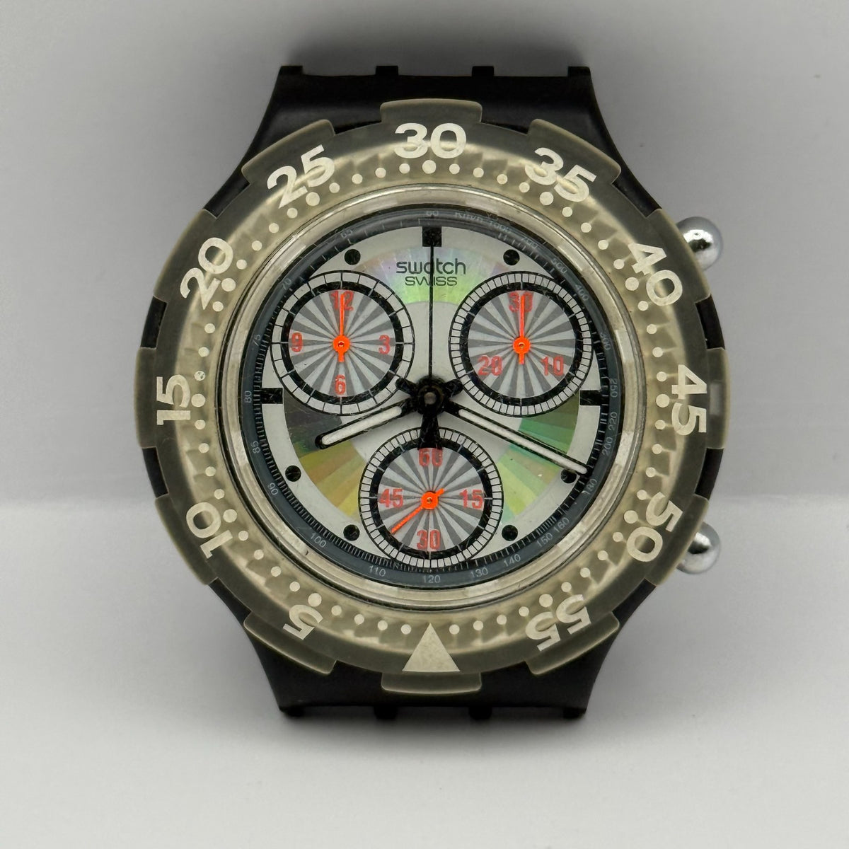 Vintage Swatch Aqua Chrono Watch SBB100 Black Rudder 1992 ETA Quartz 43mm Parts 