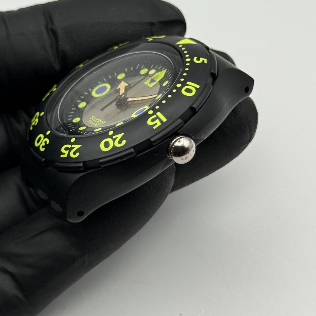 Vintage Swatch Scuba 200 Watch SDB102 Shamu Black Wave 1991 Swiss 40mm Parts