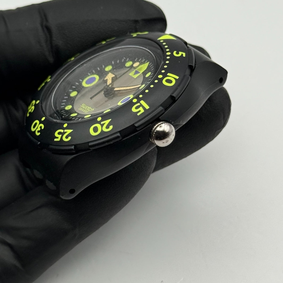 Vintage Swatch Scuba 200 Watch SDB102 Shamu Black Wave 1991 Swiss 40mm Parts