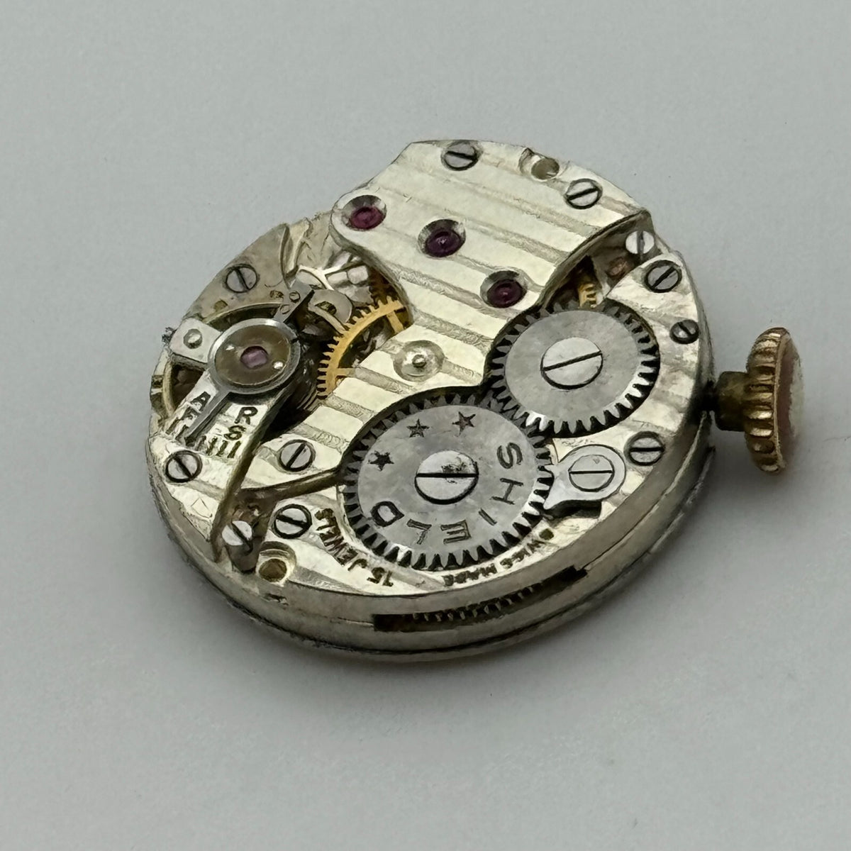 Shield Watch Movement - Nice Finish - For Parts / Repair - 19.6mm