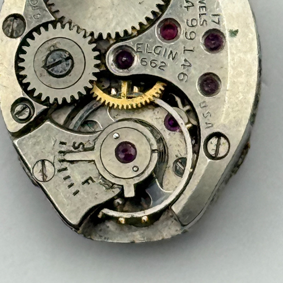 Elgin 662 Watch Movement 17 Jewels U.S.A. Manual Wind Parts Repair 14.2mm