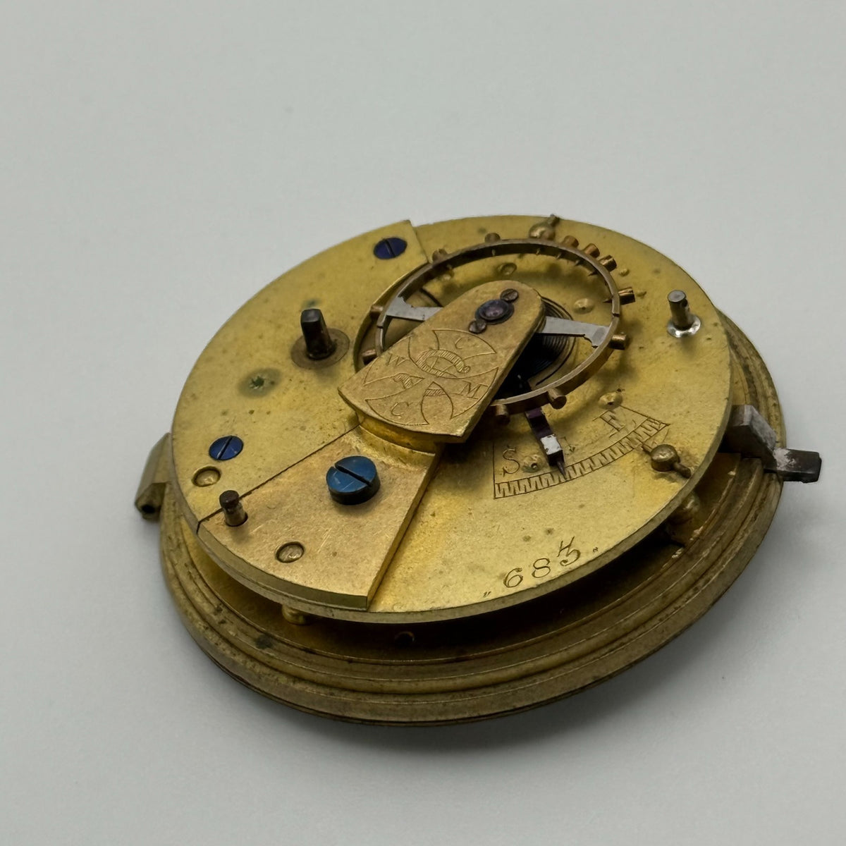 English Lever Pocket Watch Movement - CWMC Antique - For Parts / Repair - 42.9mm