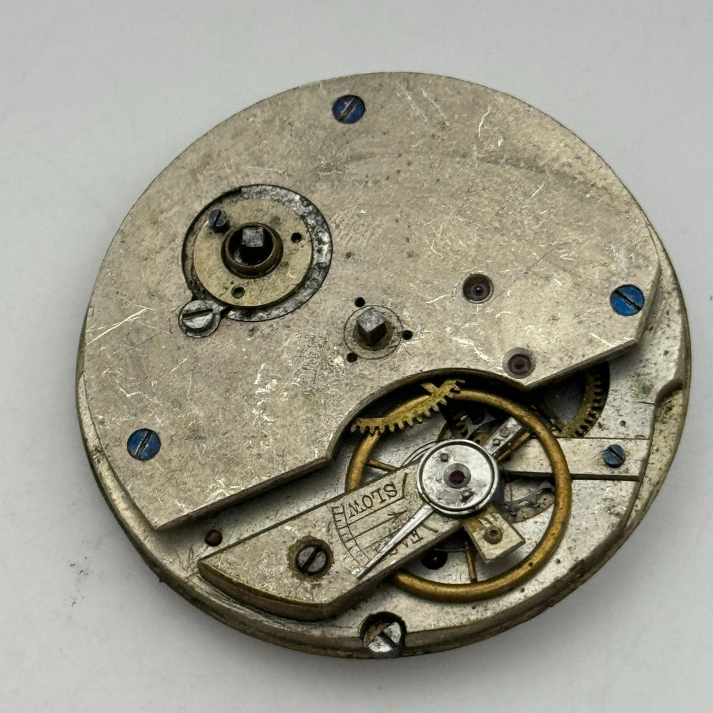 Antique Key Wound Roman Numerals Pocket Watch Movement Dial Parts Repair 47.5mm