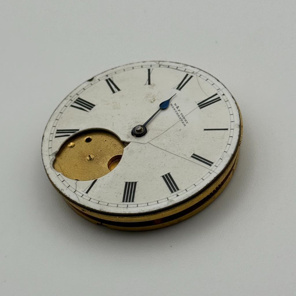 Swiss Lever Pocket Watch Movement - W&E Terry Manchester - Parts / Repair 43.1mm