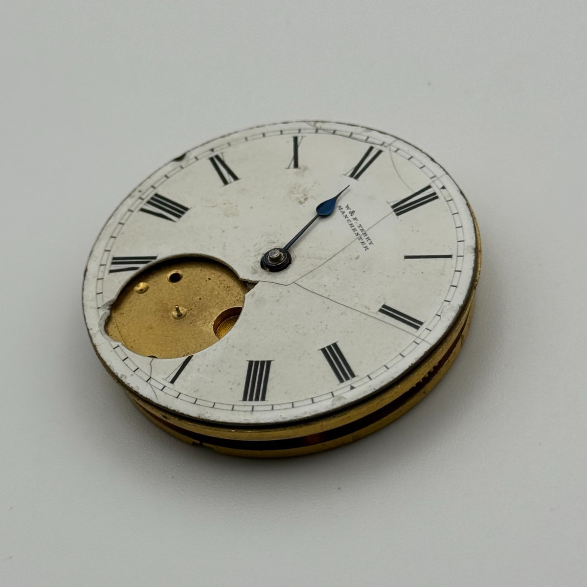 Swiss Lever Pocket Watch Movement - W&E Terry Manchester - Parts / Repair 43.1mm