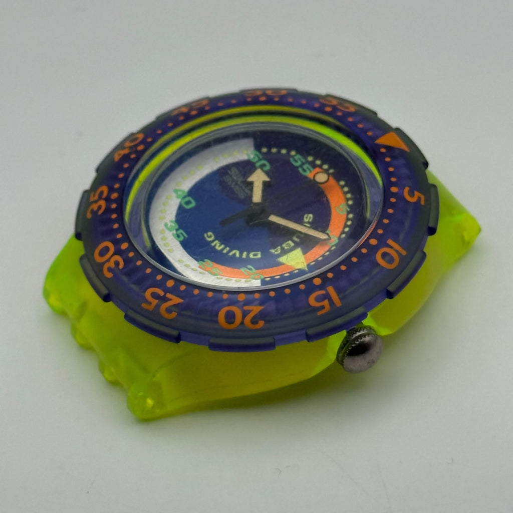 Vintage Swatch Scuba 200 Watch SDJ100 Coming Tide 1992 ETA Quartz 40mm Parts 