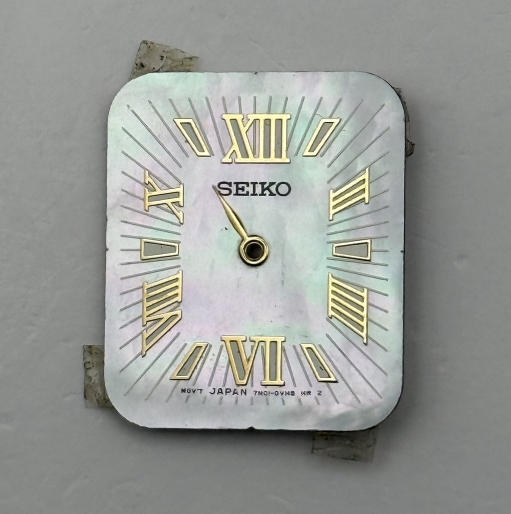 Seiko 7N01-0VH8 Watch Dial Rectangular MOP Japan Spare Parts Repair 20.2mm