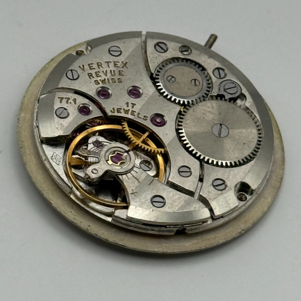 Vertex Revue 77.1 Watch Movement - 17 Jewels - For Parts / Repair - 29mm