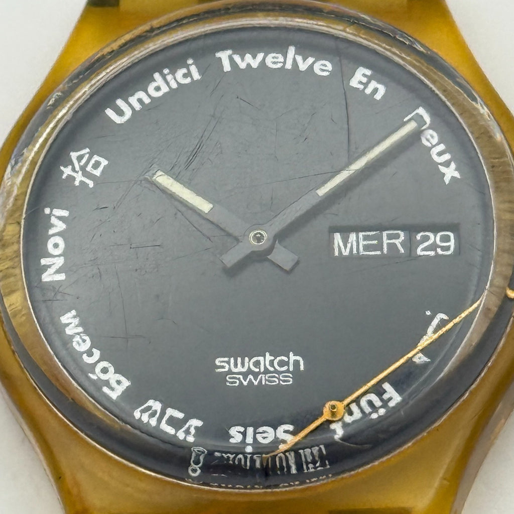 Vintage Swatch Gent Watch GK703 Gutenberg 1991 Date Dial ETA Quartz 33mm Parts 