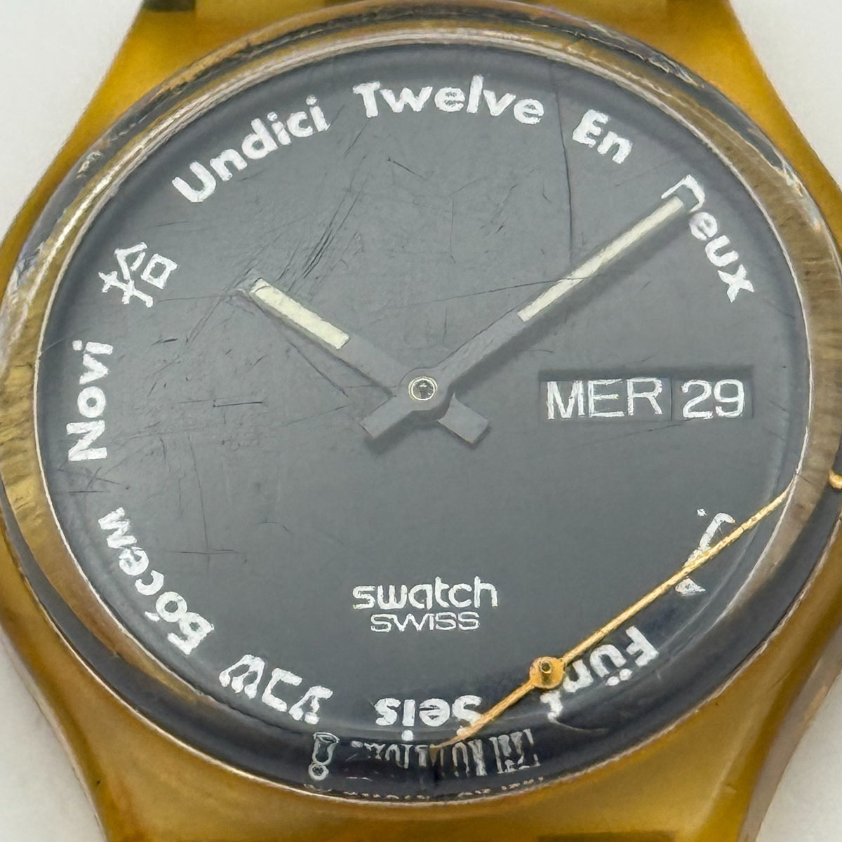 Vintage Swatch Gent Watch GK703 Gutenberg 1991 Date Dial ETA Quartz 33mm Parts 