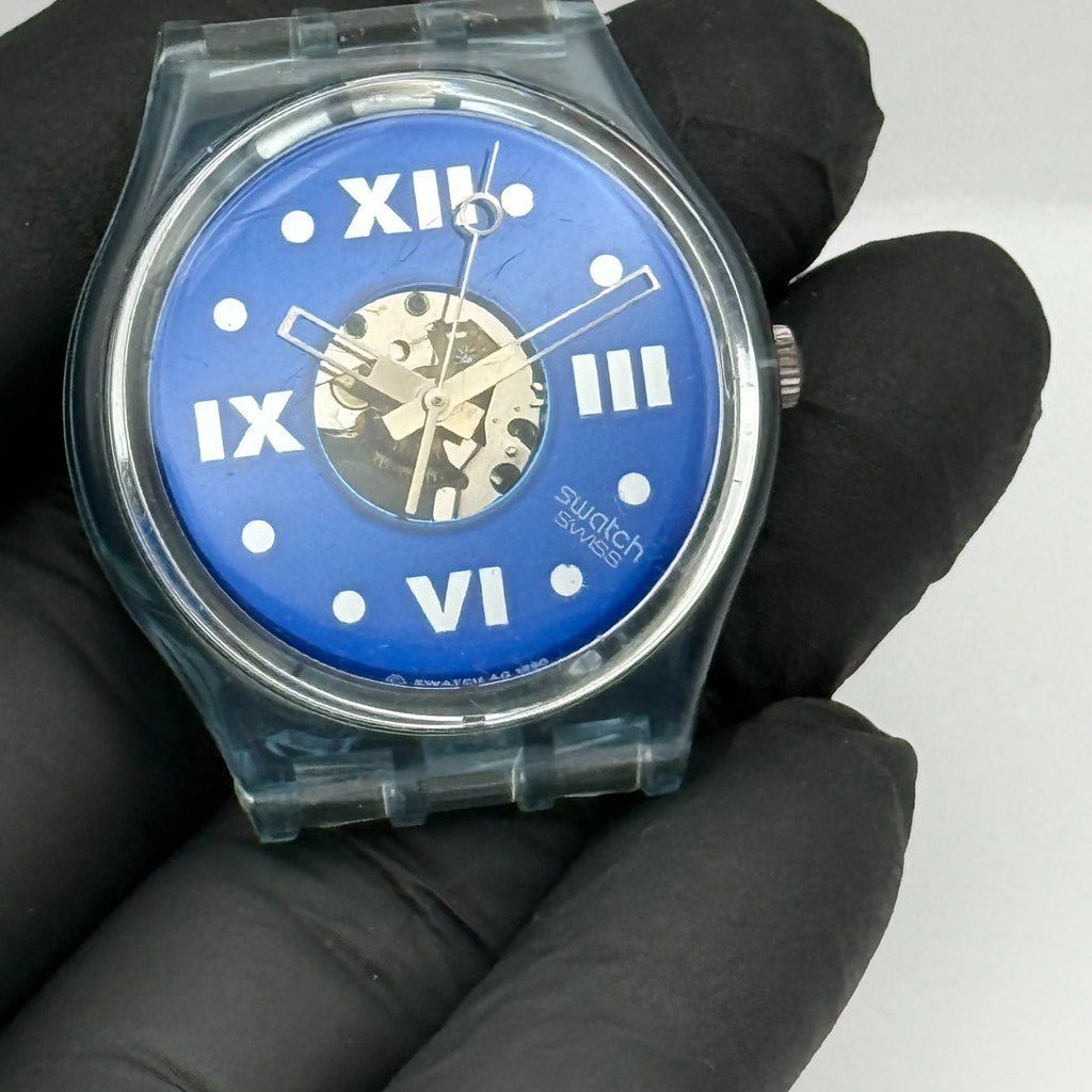 Vintage Swatch Gent Flex Watch GN110 Saphire Shade 1990 ETA Quartz 35mm Parts 
