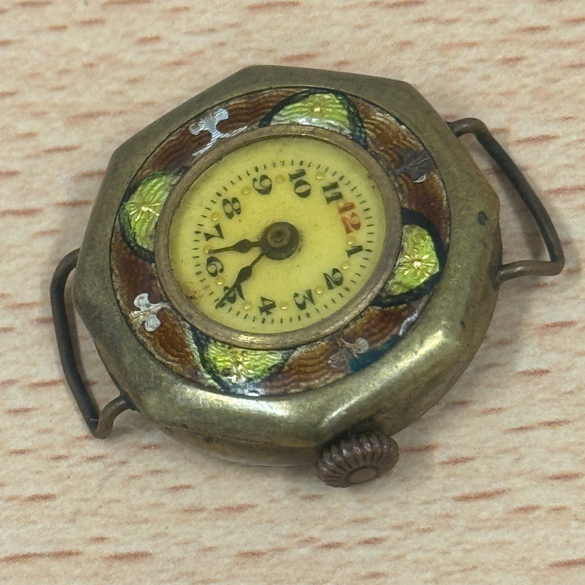 Enamel Bezel Trench Style Watch - Antique ? - Unusual Swiss - Spares/Repairs