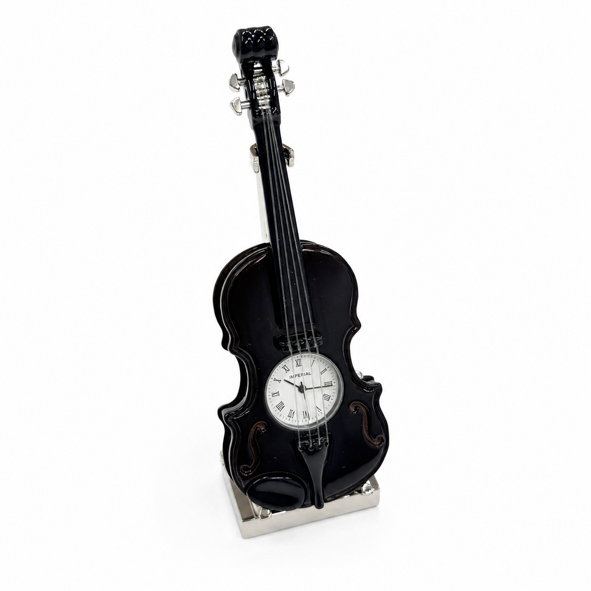 Black Guitar Miniature Clock On Stand Brand New