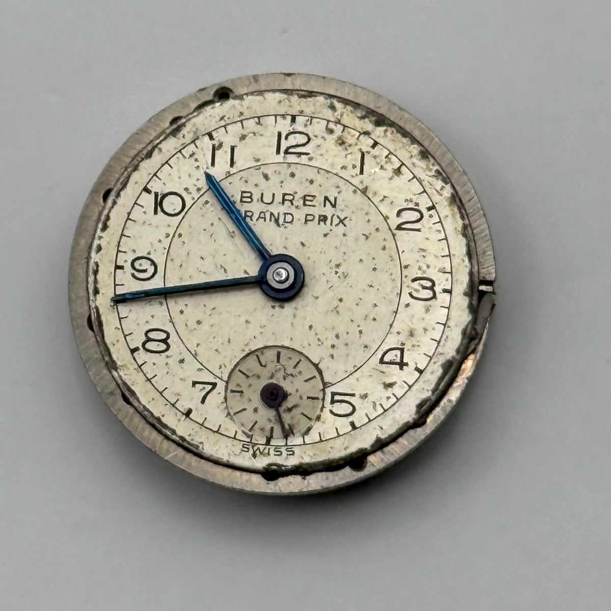 Buren 337 Watch Movement Buren Grand Prix 15 Jewels Swiss Parts Repair 19.3mm