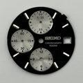Seiko Watch Dial Chronograph 100M Black Japan Vintage Spare Parts Repair 26.4mm