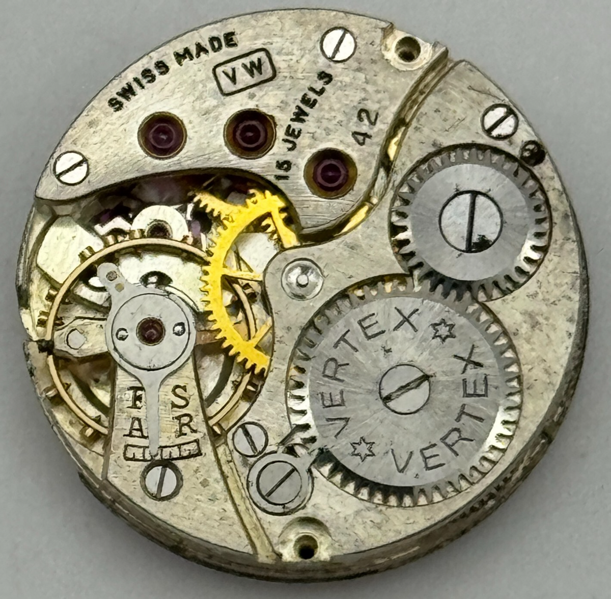 Revue VW Cal 42 Watch Movement Vertex Style Manual Wind Parts 19.6mm 