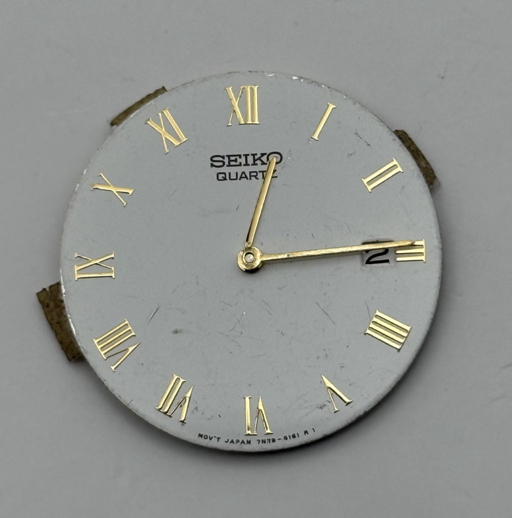 Seiko 7N20-6161 Watch Dial White Japan Vintage Spare Parts Repair 26.4mm