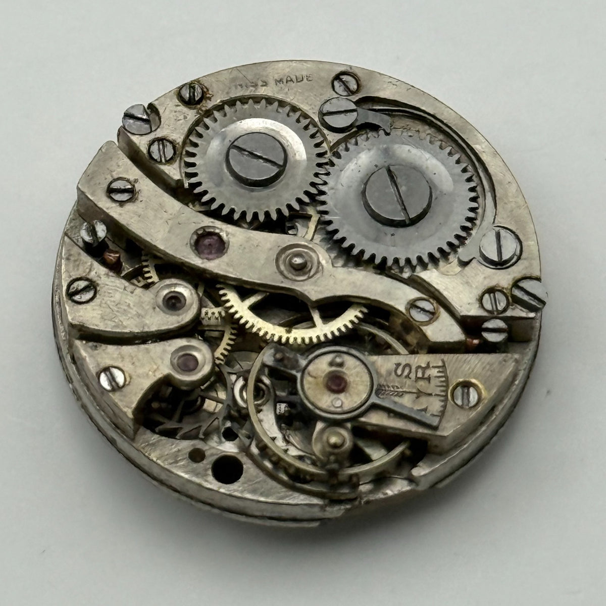Unidentified SF Watch Movement Swiss Manual Wind Vintage Parts Repair 23.3mm