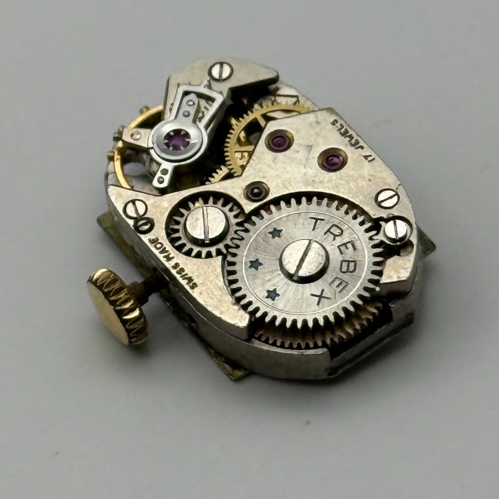 FHF 190 Watch Movement Running Trebex 17 Jewels Swiss Manual Wind Parts 12.8mm