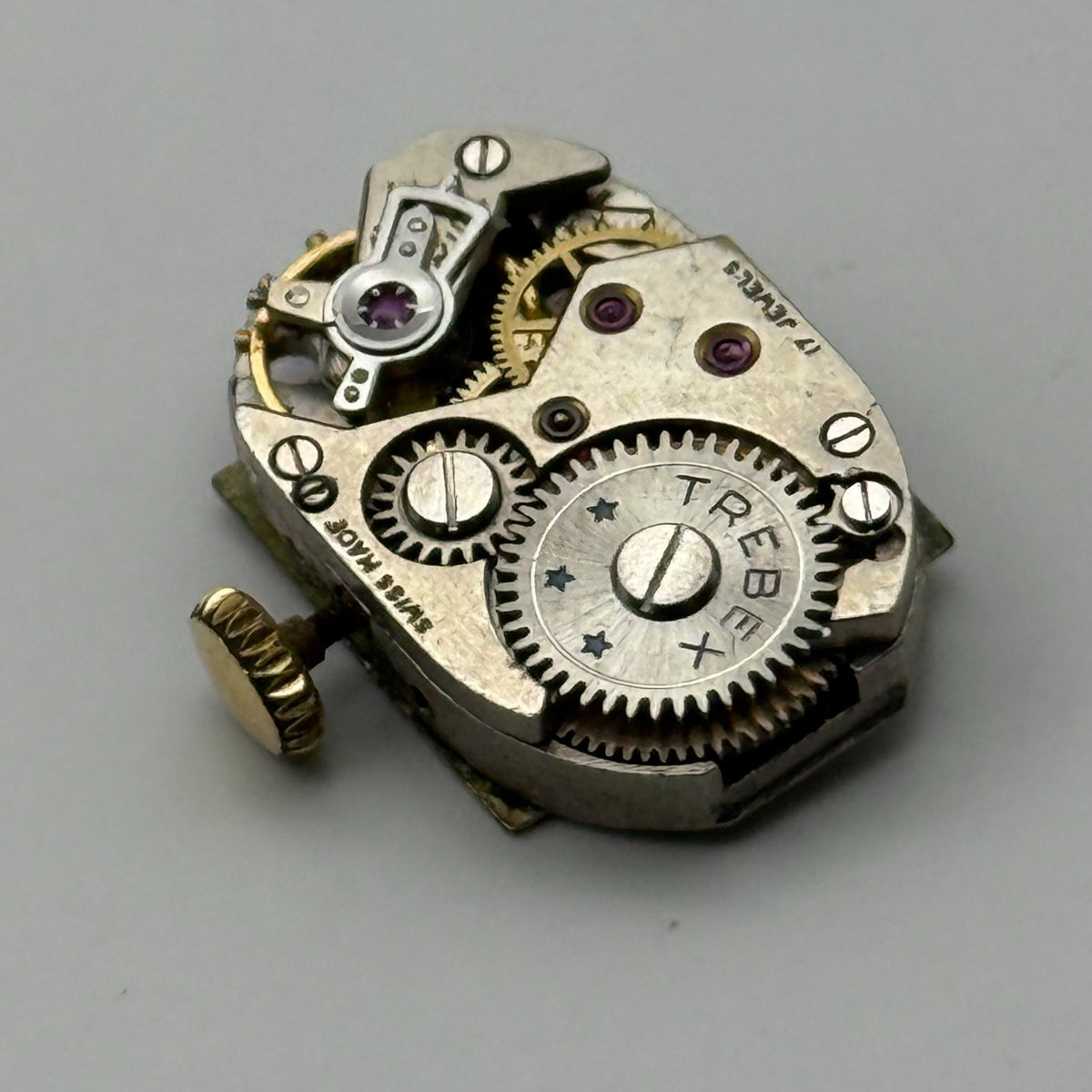 FHF 190 Watch Movement Running Trebex 17 Jewels Swiss Manual Wind Parts 12.8mm