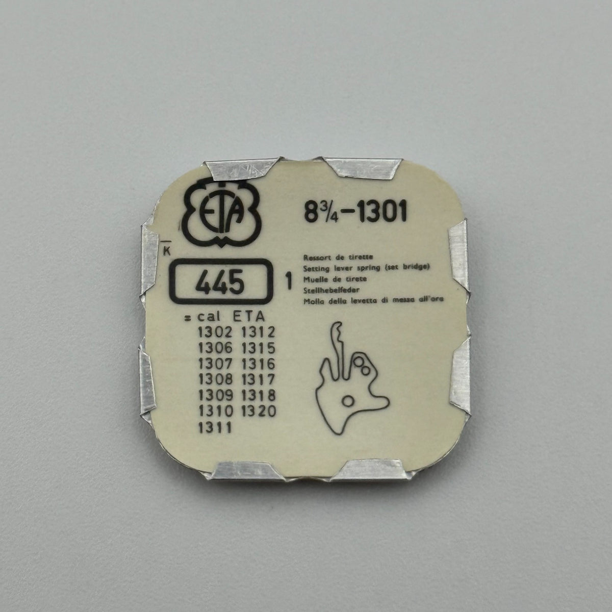 ETA 1301 Setting Lever Spring - 8 3/4 - 445 - New Old Stock - Watch Parts