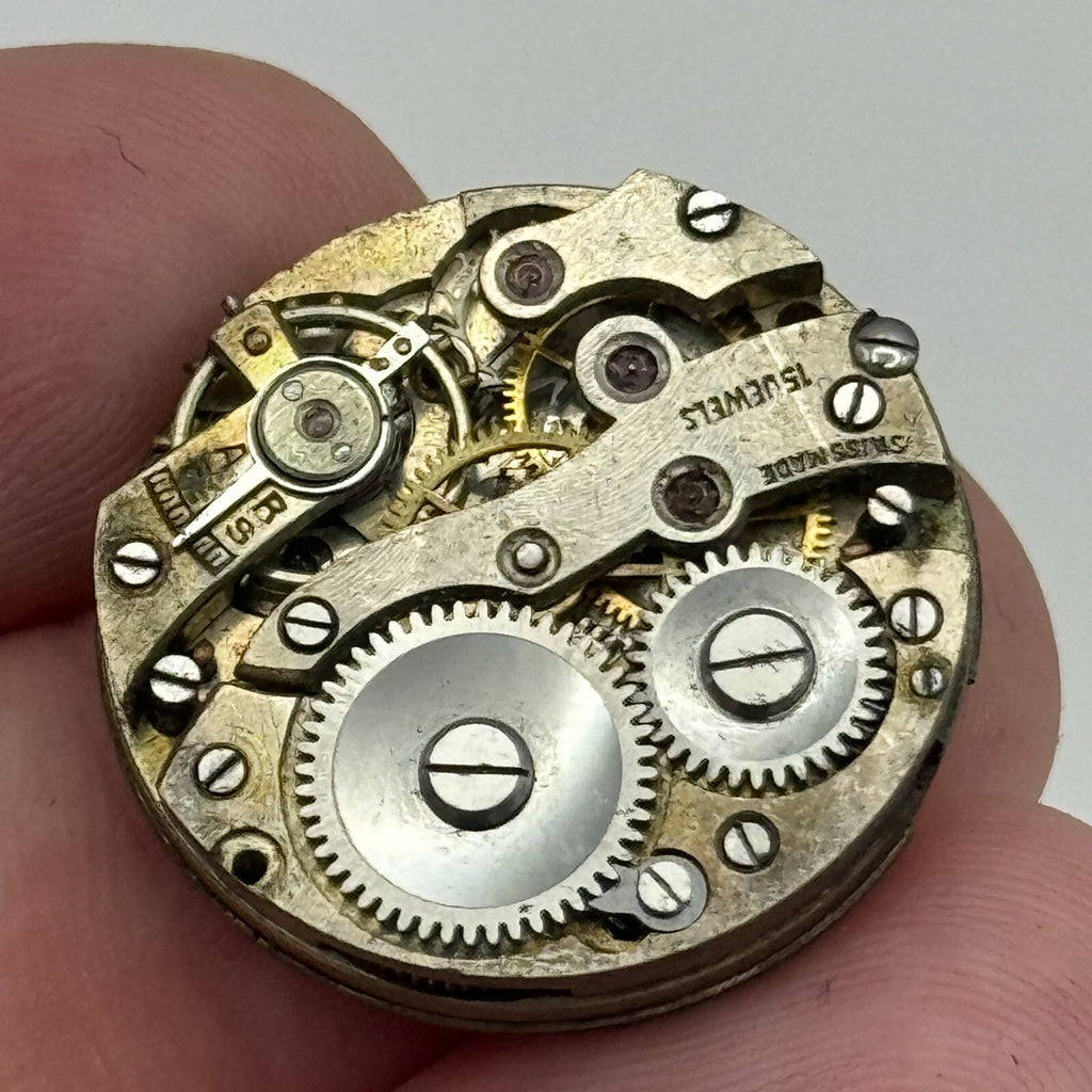Porcelain Dial Watch Movement Swiss 15 Jewels Manual Wind Parts 23.7mm 