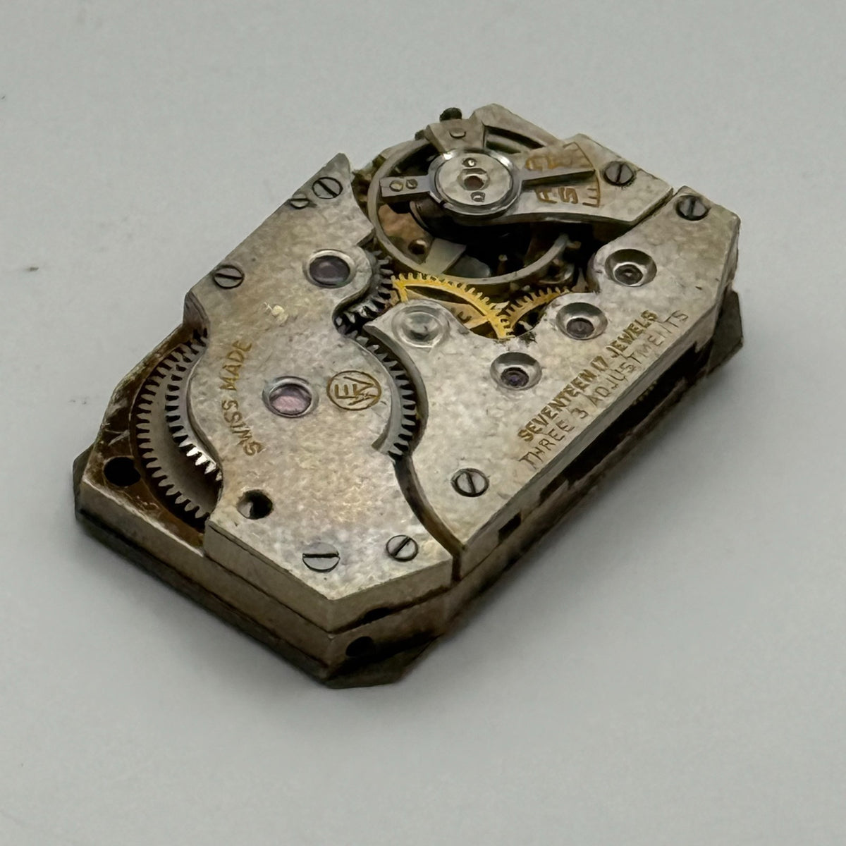 Majex EW Watch Movement - Tank 17 Jewels Tonneau - For Parts / Repair - 15.5mm