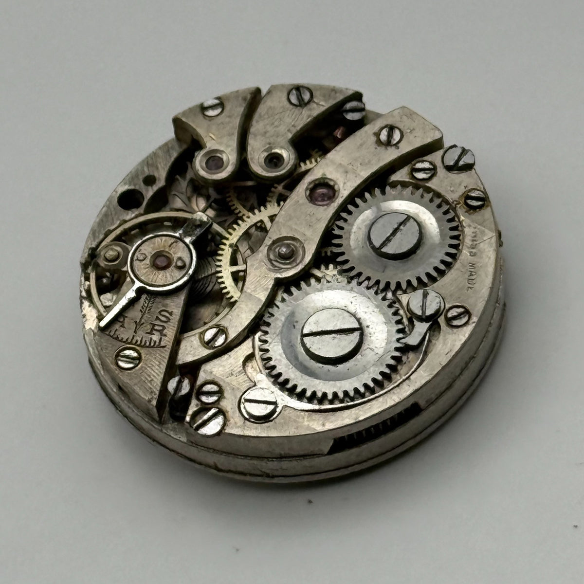 Unidentified SF Watch Movement Swiss Manual Wind Vintage Parts Repair 23.3mm