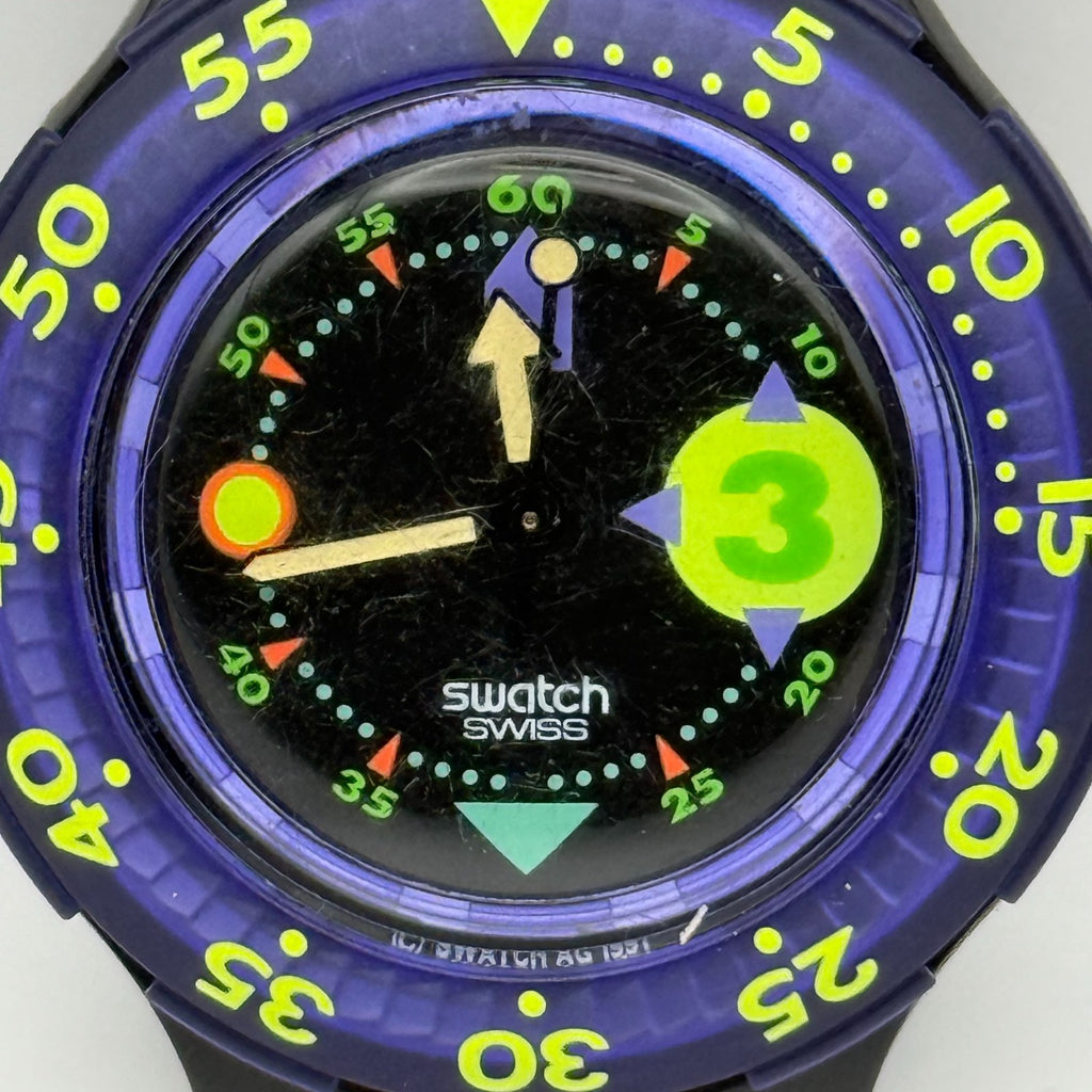 Vintage Swatch Scuba 200 Watch SDB101 Captain Nemo 1991 ETA Quartz 40mm Parts 