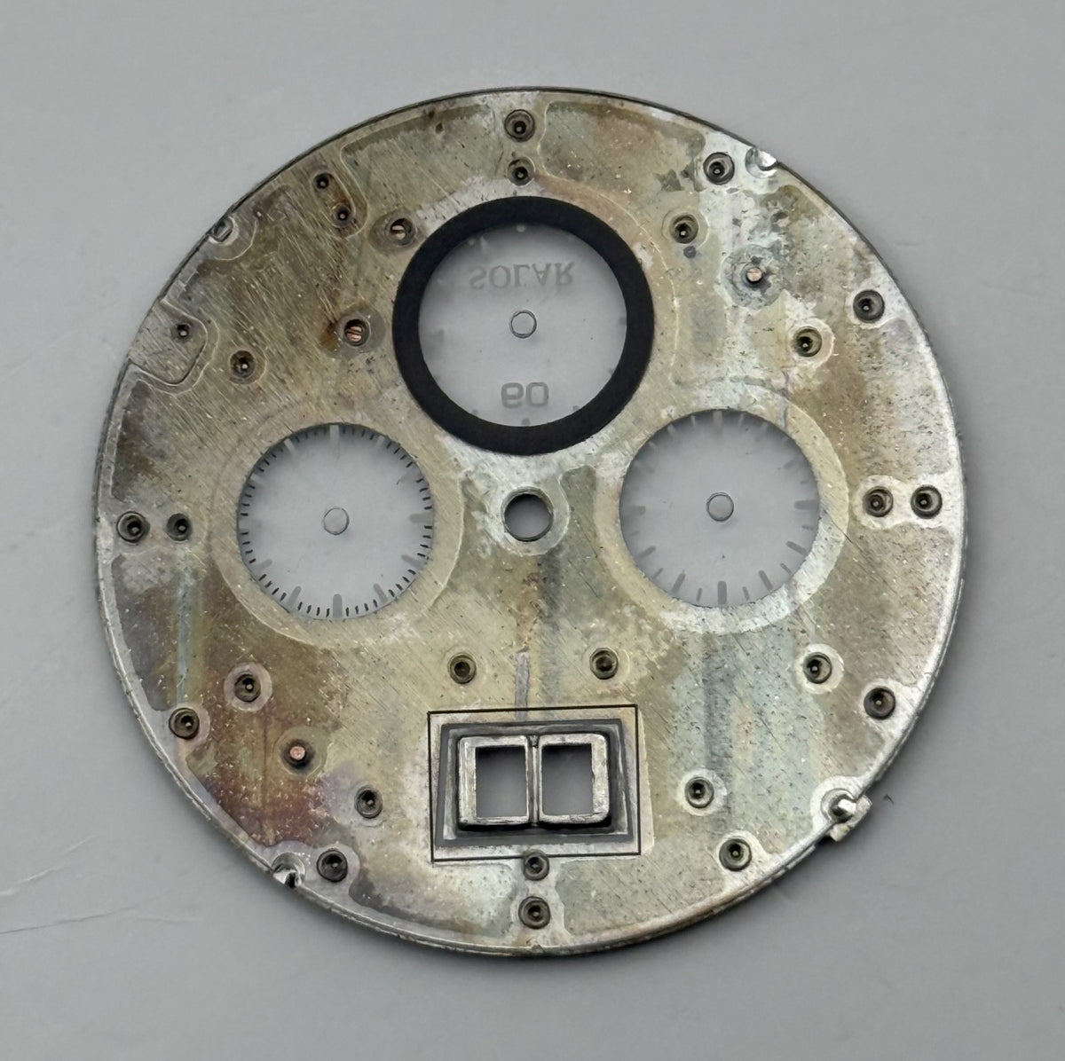Seiko V156-0R58 Watch Dial Coutura Solar Silver Tone Spare Parts Repair 33mm