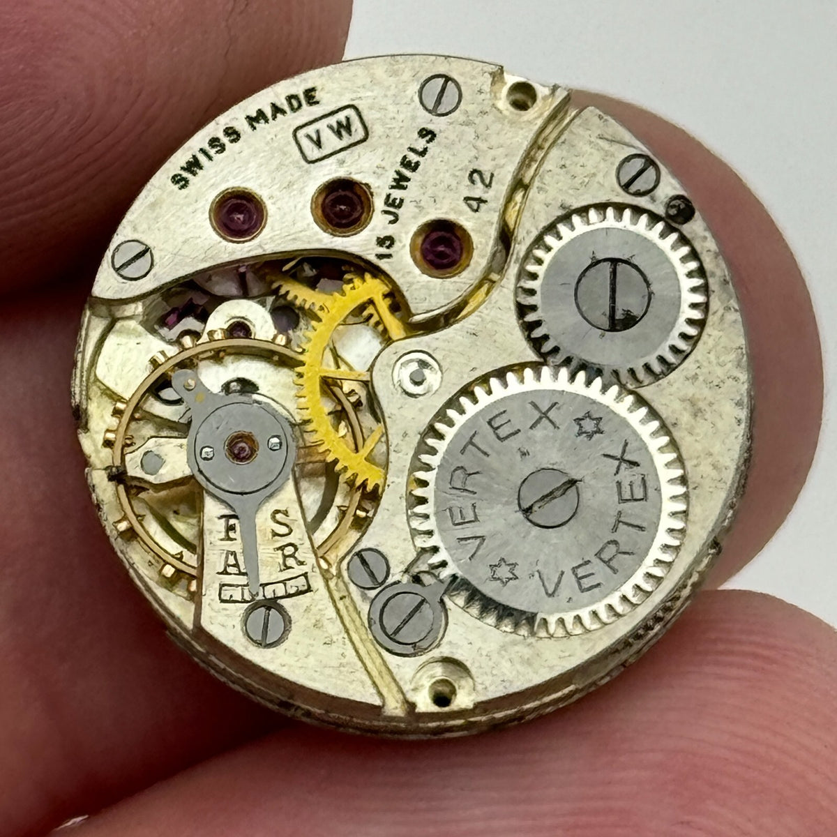 Revue VW Cal 42 Watch Movement Vertex Style Manual Wind Parts 19.6mm 