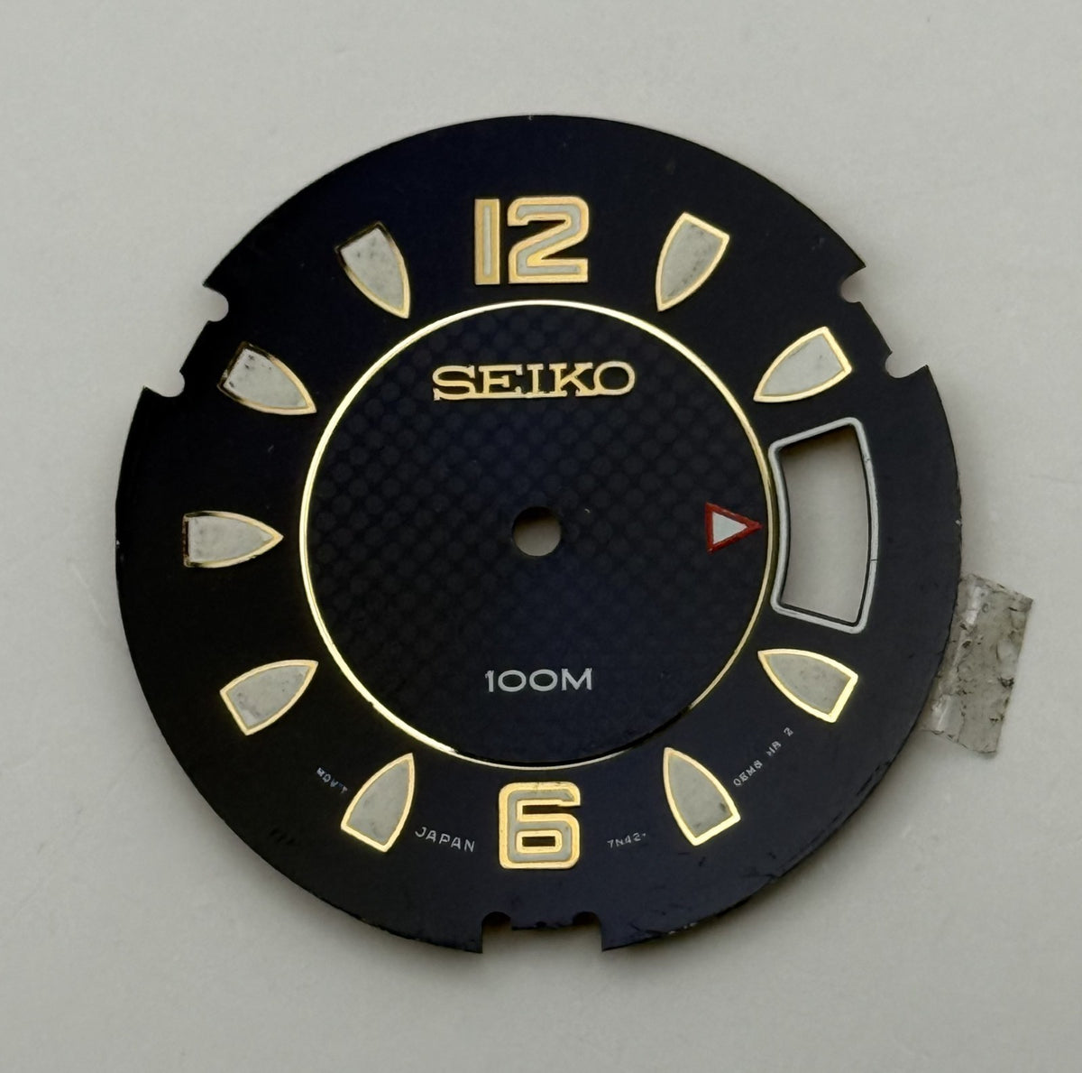 Seiko 7N42-0EM8 Watch Dial 100M Black Japan Spare Parts Repair 29.4mm
