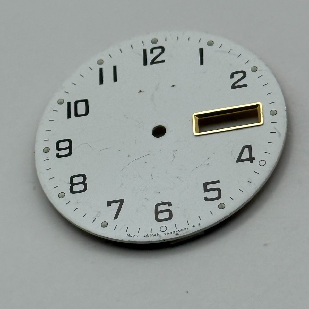 Seiko 7N43-9031 Watch Dial White Japan Vintage Spare Parts Repair 29.5mm