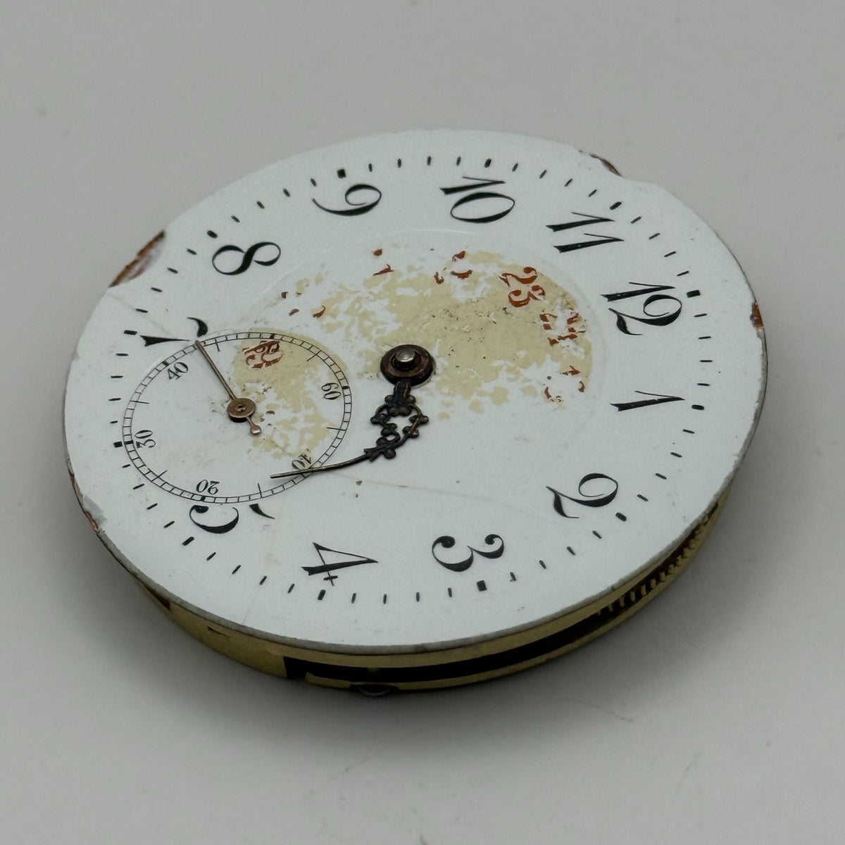 ABC Pocket Watch Movement Running Open Face 24 Hour Dial Parts Repair 40mm