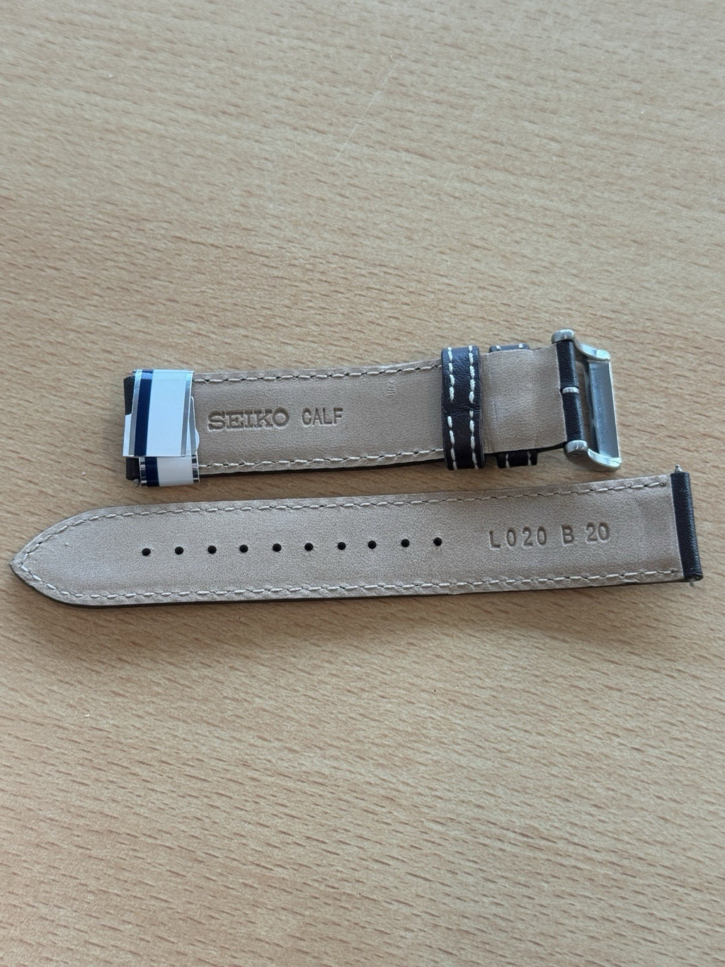 Seiko L020 B 20 Calf Watch Strap - 20mm - Seiko Solar - New Old Stock - Brown